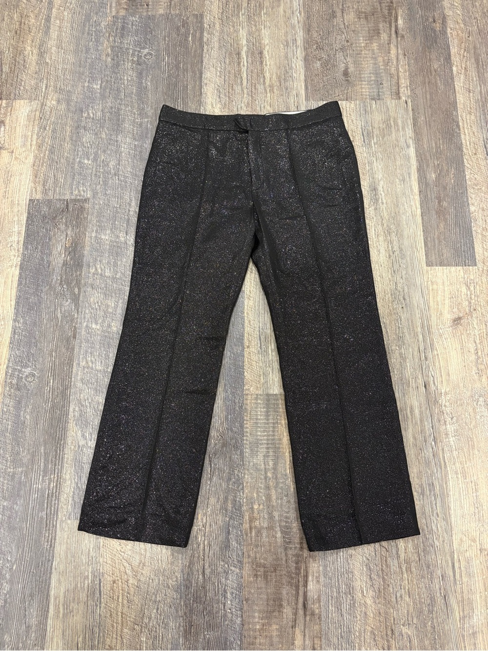Isabel Marant Étoile Black Sparkly Straight Leg Pants Trousers